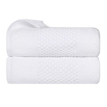 SUPERIOR Zero Twist Playa Collection 2 pc Cotton Solid Waffle Textured Bath Towel Set