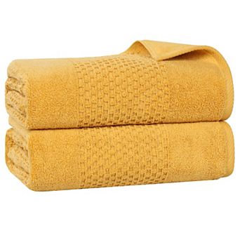SUPERIOR Zero Twist Playa Collection 2 pc Cotton Solid Waffle Textured Bath Sheet Set