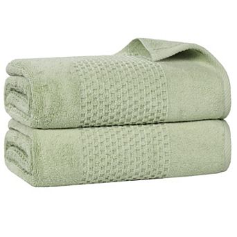 SUPERIOR Zero Twist Playa Collection 2 pc Cotton Solid Waffle Textured Bath Sheet Set