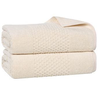 SUPERIOR Zero Twist Playa Collection 2 pc Cotton Solid Waffle Textured Bath Sheet Set