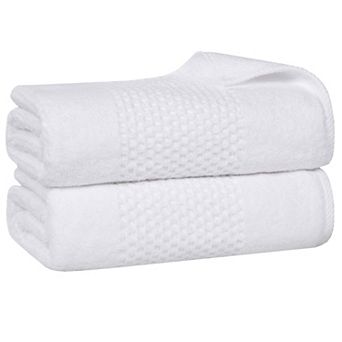 SUPERIOR Zero Twist Playa Collection 2 pc Cotton Solid Waffle Textured Bath Sheet Set