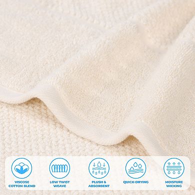 SUPERIOR 3-Piece Mile Smart Twist Cotton Medium Weight Solid Broad Border Towel Set