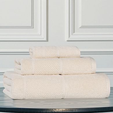 SUPERIOR 3-Piece Mile Smart Twist Cotton Medium Weight Solid Broad Border Towel Set