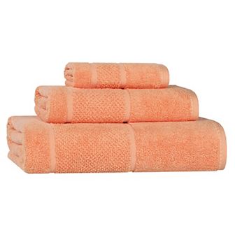 SUPERIOR 3 pc Mile Smart Twist Cotton Medium Weight Solid Broad Border Towel Set