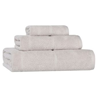 SUPERIOR 3 pc Mile Smart Twist Cotton Medium Weight Solid Broad Border Towel Set