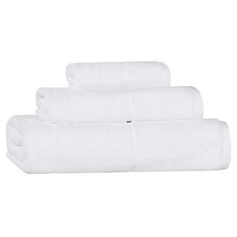 SUPERIOR 3 pc Mile Smart Twist Cotton Medium Weight Solid Broad Border Towel Set