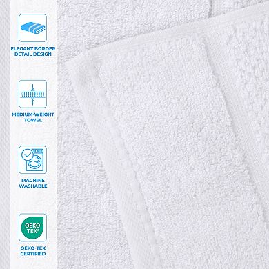 SUPERIOR 6-Piece Mile Smart Twist Cotton Medium Weight Solid Broad Border Towel Set