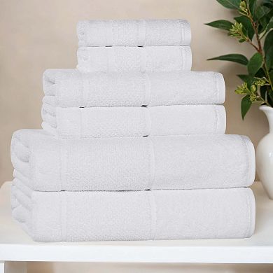SUPERIOR 6-Piece Mile Smart Twist Cotton Medium Weight Solid Broad Border Towel Set