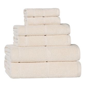 SUPERIOR 6 pc Mile Smart Twist Cotton Medium Weight Solid Broad Border Towel Set