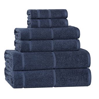 SUPERIOR 6 pc Mile Smart Twist Cotton Medium Weight Solid Broad Border Towel Set