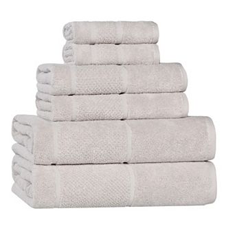 SUPERIOR 6 pc Mile Smart Twist Cotton Medium Weight Solid Broad Border Towel Set