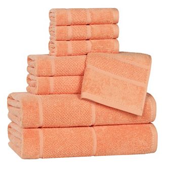 SUPERIOR 8 pc Mile Smart Twist Cotton Medium Weight Solid Broad Border Towel Set
