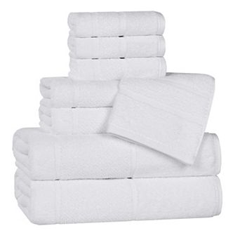SUPERIOR 8 pc Mile Smart Twist Cotton Medium Weight Solid Broad Border Towel Set