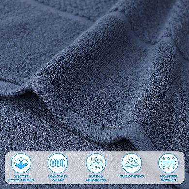 SUPERIOR 9-Piece Mile Smart Twist Cotton Medium Weight Solid Broad Border Towel Set