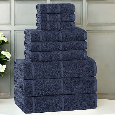SUPERIOR 9-Piece Mile Smart Twist Cotton Medium Weight Solid Broad Border Towel Set