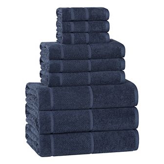 SUPERIOR 9 pc Mile Smart Twist Cotton Medium Weight Solid Broad Border Towel Set