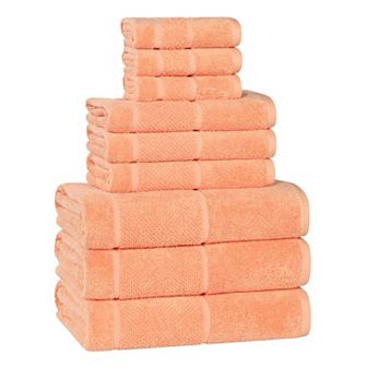 SUPERIOR 9 pc Mile Smart Twist Cotton Medium Weight Solid Broad Border Towel Set