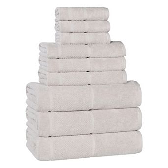 SUPERIOR 9 pc Mile Smart Twist Cotton Medium Weight Solid Broad Border Towel Set