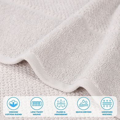 SUPERIOR 12-Piece Mile Smart Twist Cotton Medium Weight Solid Broad Border Towel Set