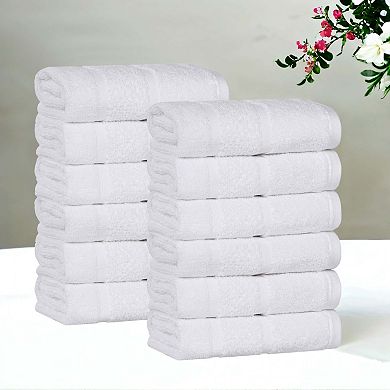 SUPERIOR 12-Piece Mile Smart Twist Cotton Medium Weight Solid Broad Border Face Towel Set