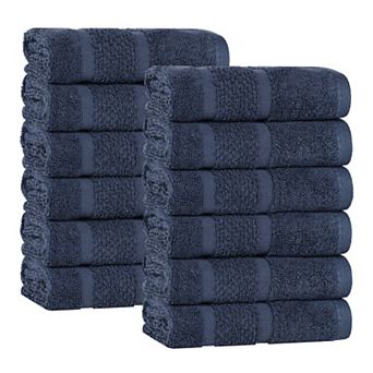 SUPERIOR 12 pc Mile Smart Twist Cotton Medium Weight Solid Broad Border Face Towel Set