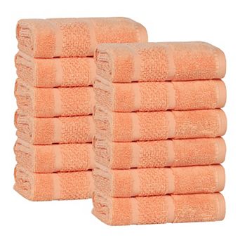 SUPERIOR 12 pc Mile Smart Twist Cotton Medium Weight Solid Broad Border Face Towel Set