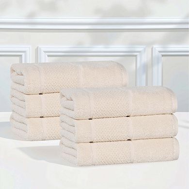 SUPERIOR 6-Piece Mile Smart Twist Cotton Medium Weight Solid Broad Border Hand Towel Set