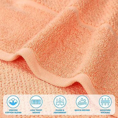 SUPERIOR 2-Piece Mile Smart Twist Cotton Medium Weight Solid Broad Border Bath Towel Set