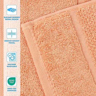 SUPERIOR 2-Piece Mile Smart Twist Cotton Medium Weight Solid Broad Border Bath Towel Set