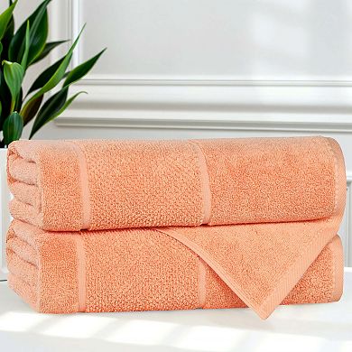 SUPERIOR 2-Piece Mile Smart Twist Cotton Medium Weight Solid Broad Border Bath Towel Set