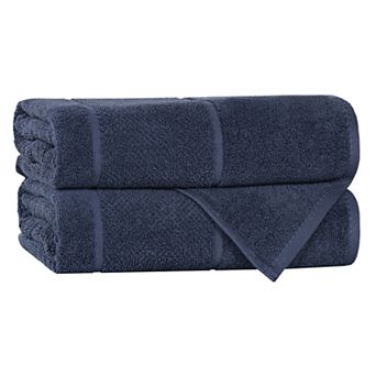 SUPERIOR 2 pc Mile Smart Twist Cotton Medium Weight Solid Broad Border Bath Towel Set