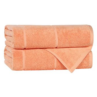 SUPERIOR 2 pc Mile Smart Twist Cotton Medium Weight Solid Broad Border Bath Towel Set