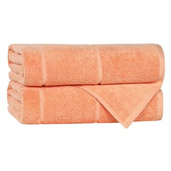 SUPERIOR 2 pc Mile Smart Twist Cotton Medium Weight Solid Broad Border Bath Towel Set