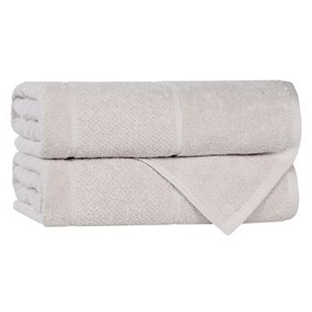 SUPERIOR 2 pc Mile Smart Twist Cotton Medium Weight Solid Broad Border Bath Towel Set