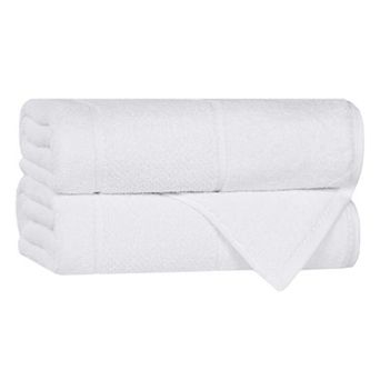 SUPERIOR 2 pc Mile Smart Twist Cotton Medium Weight Solid Broad Border Bath Towel Set