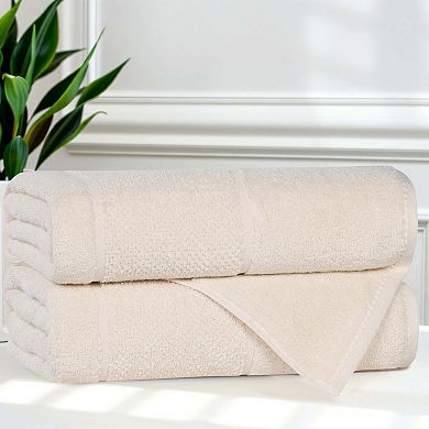 SUPERIOR 2-Piece Mile Smart Twist Cotton Medium Weight Solid Broad Border Bath Sheet Set
