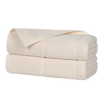 SUPERIOR 2 pc Mile Smart Twist Cotton Medium Weight Solid Broad Border Bath Sheet Set