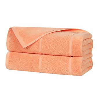 SUPERIOR 2 pc Mile Smart Twist Cotton Medium Weight Solid Broad Border Bath Sheet Set