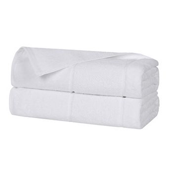 SUPERIOR 2 pc Mile Smart Twist Cotton Medium Weight Solid Broad Border Bath Sheet Set