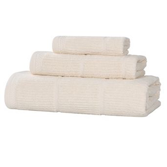 SUPERIOR 3 pc Mile Milo Smart Twist Cotton Medium Weight Solid Ribbed Design Towel Set