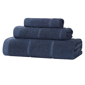 SUPERIOR 3 pc Mile Milo Smart Twist Cotton Medium Weight Solid Ribbed Design Towel Set