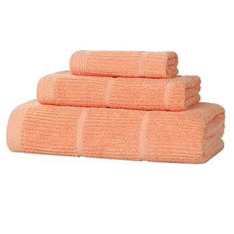 SUPERIOR 3 pc Mile Milo Smart Twist Cotton Medium Weight Solid Ribbed Design Towel Set