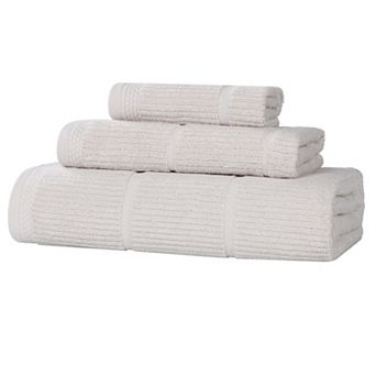 SUPERIOR 3 pc Mile Milo Smart Twist Cotton Medium Weight Solid Ribbed Design Towel Set