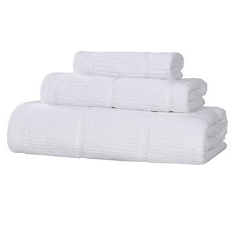 SUPERIOR 3 pc Mile Milo Smart Twist Cotton Medium Weight Solid Ribbed Design Towel Set