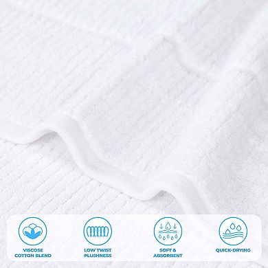 SUPERIOR 6-Piece Milo Smart Twist Cotton Medium Weight Solid Ribbed Design Towel Set