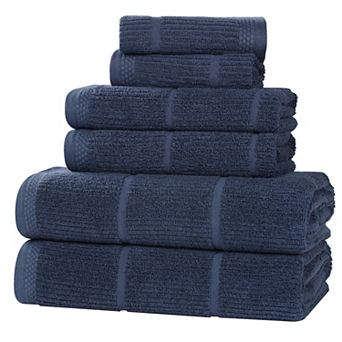 SUPERIOR 6 pc Milo Smart Twist Cotton Medium Weight Solid Ribbed Design Towel Set