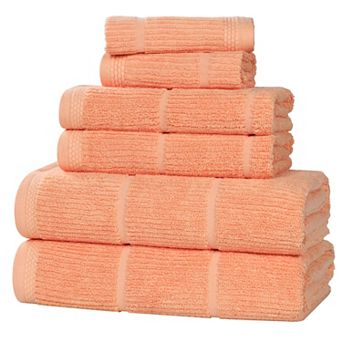 SUPERIOR 6 pc Milo Smart Twist Cotton Medium Weight Solid Ribbed Design Towel Set