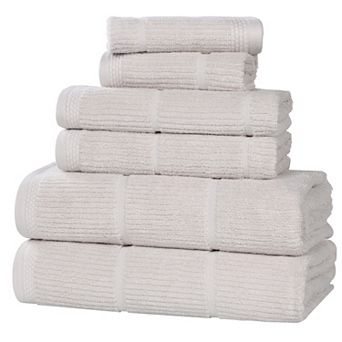 SUPERIOR 6 pc Milo Smart Twist Cotton Medium Weight Solid Ribbed Design Towel Set