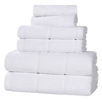 SUPERIOR 6 pc Milo Smart Twist Cotton Medium Weight Solid Ribbed Design Towel Set