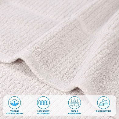 SUPERIOR 8-Piece Milo Smart Twist Cotton Medium Weight Solid Ribbed Design Towel Set